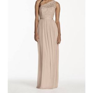One-shoulder lace bridesmaid dress